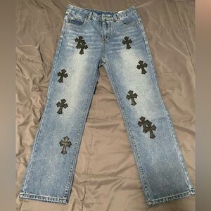 Chrome Hearts Classic Leather Label Cross Denim Pants